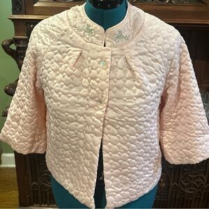 Vintage 1950s Barbizon Pink Quilted Women's Bed Jacket Small